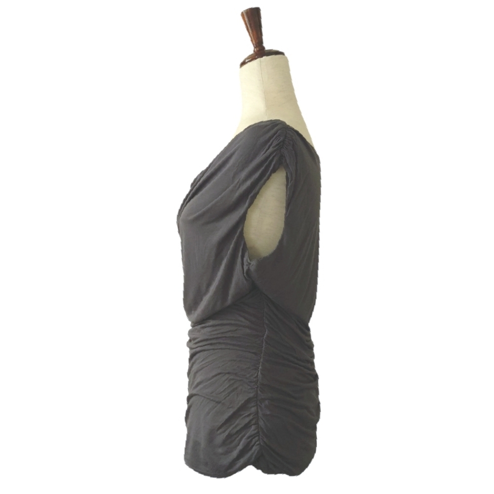 H&M Elegant Gray Women's Ruched Sleeveless Cowl Scoop Neck Top Blouse Size M - Picture 2 of 11